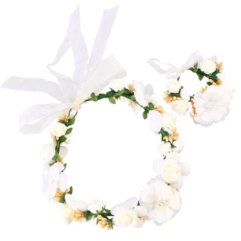 

1pc Bridal Wreath Sweet Fashion Flower Fabrics Exqusite Wedding Headband Garland Hair Accessory Wreath for Bridesmaid Lady Bride