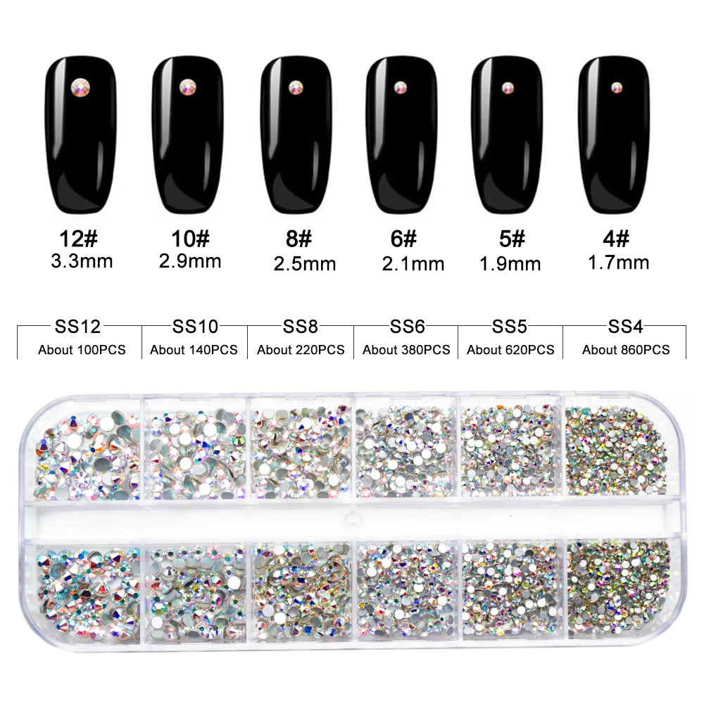 SS4-SS12 Crystals Nail Stone Gems Nails Diamonds Glass Strass Nail Art Decorations 1.5mm-3.5mm Stones for Nails Rhinestones SS4-SS12 Crystals Nail Stone Gems Nails Diamonds Glass Strass Nail Art Decorations 1.5mm-3.5mm Stones for Nails Rhinestones
