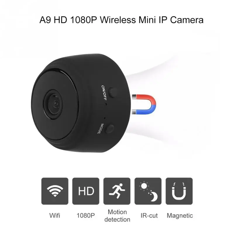 

1.4inch A9 HD 150 degree wide angle 1920*1080P Wifi Mini IP Micro Camera Infrared Night Vision Motion Detection DV DVR Camera