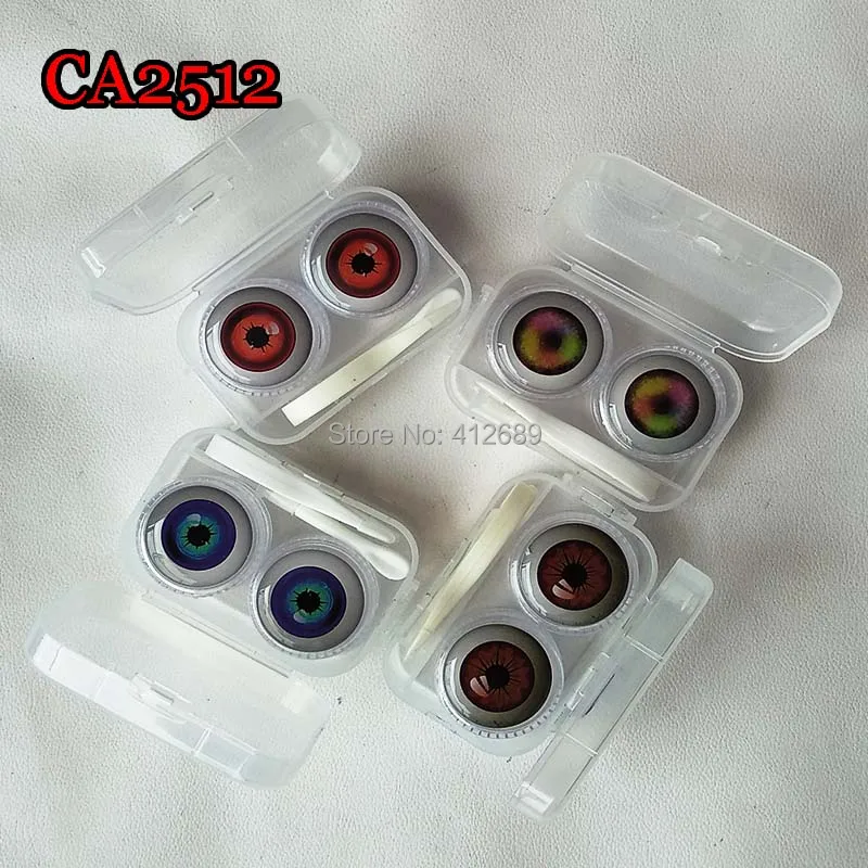 

CA2512 cartoon anime eyeball deco crystal round case with PP saving box small contact lens box (no lens)