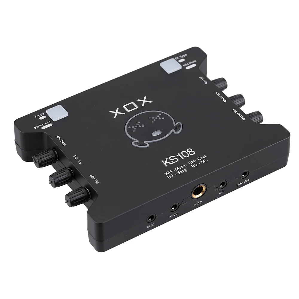 

KS108 USB Audio Interface Network Online Singing Device High-Definition Audio Mixer Sound Card for Recording Hosting Speech