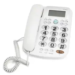 Белый проводной телефон с дисплеем идентификатора вызывающего абонента большая кнопка стационарный настольный офисный домашний телефон