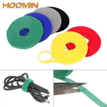 

HOOMIN Nylon Cable Ties Power Wire Loop Tape 5m*1cm Multicolor Nylon Straps Fastener Reusable Magic Tape