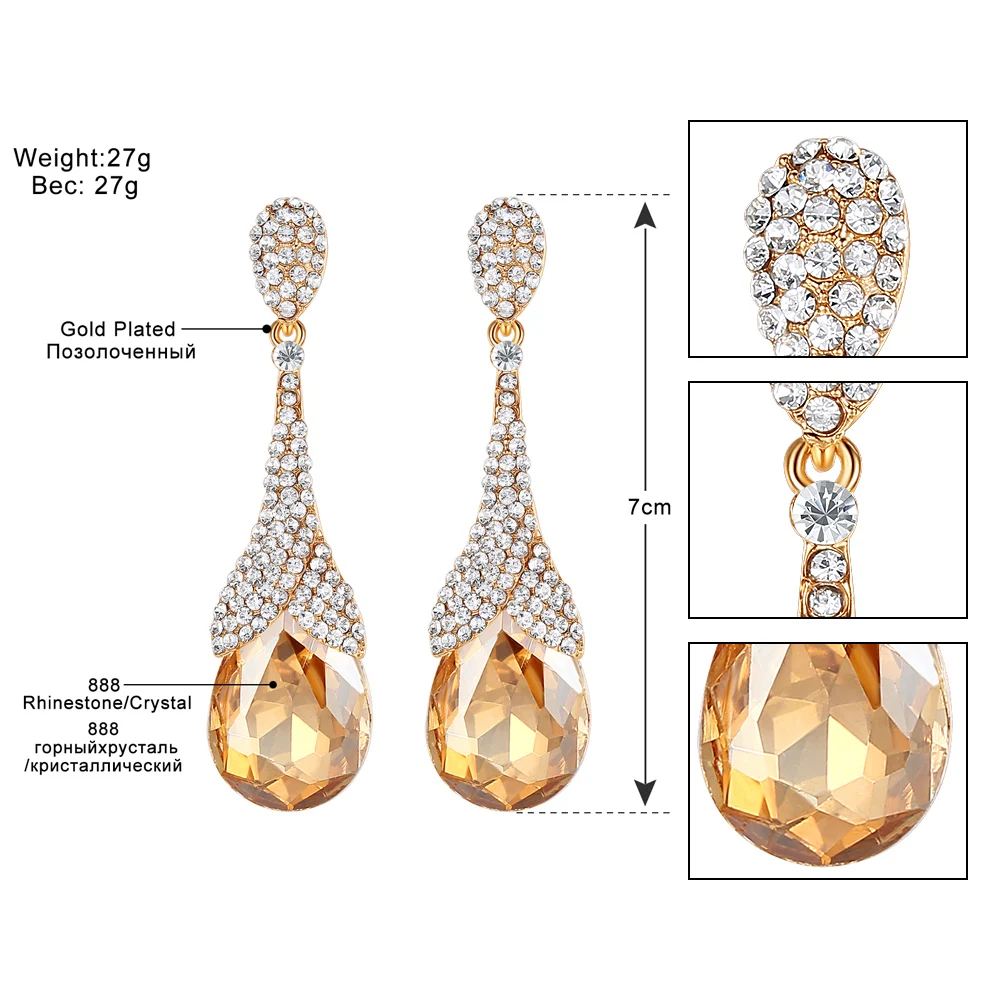Minmin золотистый/серебристый кристалл большие каплевидные длинные серьги для женщин Новая мода стразы ювелирные изделия для свадебной вечеринки EH1085