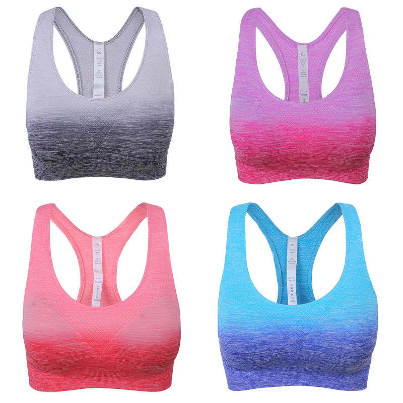 

Brand New Seamless Racerback Sports Bra Women Fitness Running Gym Shockproof Push Up Tank Tops Yoga Shirt Black Sport Padded Bra