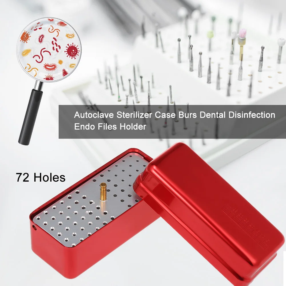 72 Holes Autoclave Sterilizer box Burs Dental Disinfection Endo Files