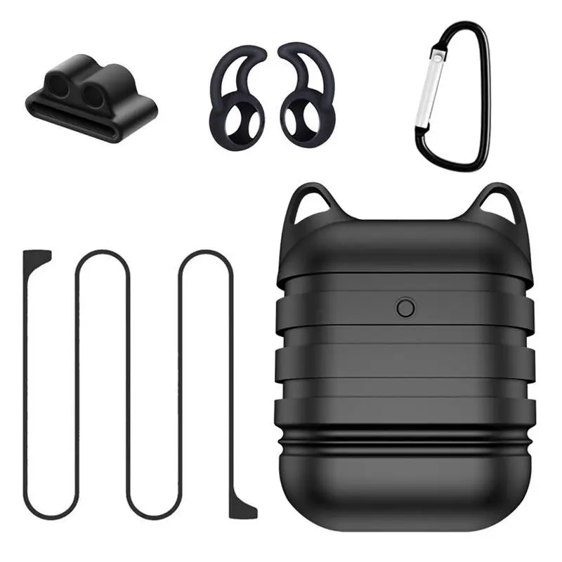 

5 in 1 Anti Lost Slicone Case for Airpods Accessories Kits Protective Cover Holder for Apple Airpods Wilress Headphones