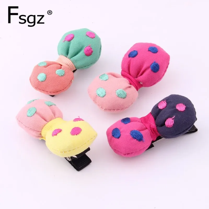 

Newest Cute Fabrics Baby Hairgrips Hand Make Jacquard Dot Bow Knot Hairpin For Girls Cotton Filling Tie Hair Clip Accessories