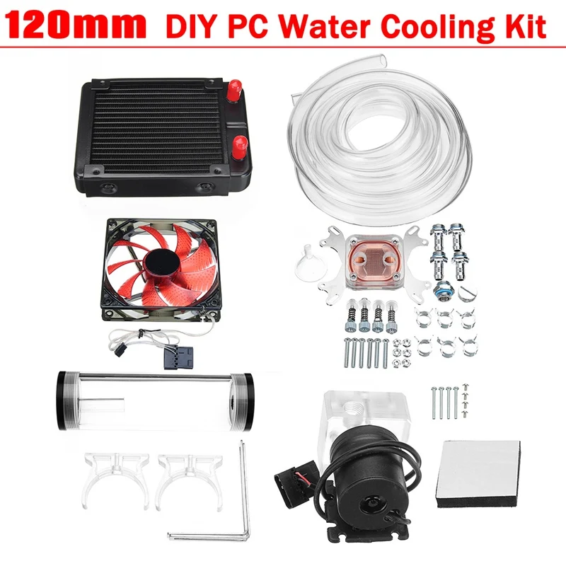 

Leory Universal 120mm DIY PC Water Cooling Kit Water Row+CPU Water Cooling System Computers Radiator Pump Reservoir Heat Sink