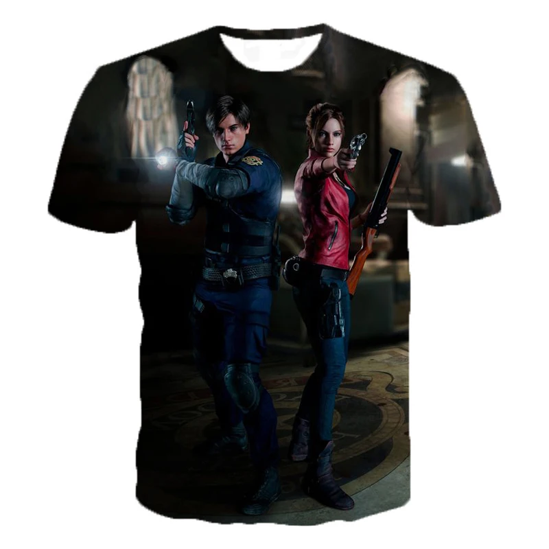 

2019 Hot Game Resident Evil 2 3D T Shirt Men Women Fashion Summer 3D Print Resident Evil 2 Short Sleeve Men's T Shirt Plus Size
