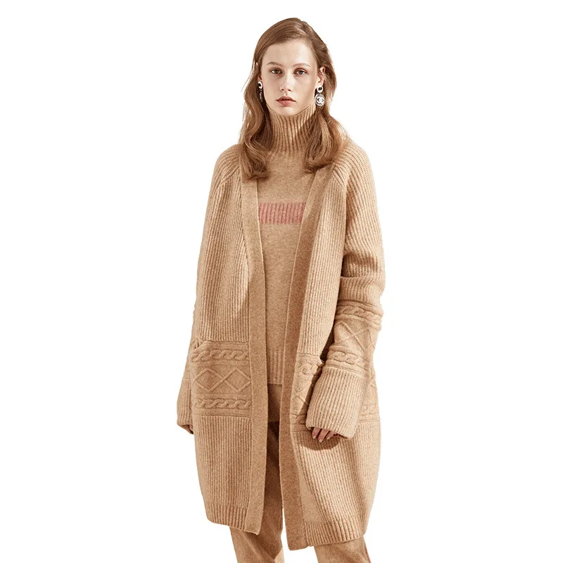 

Vicugna velvet long cardigan 2018 autumn and winter new Euramerican loose all-mathch sweater women's sweater coat winter 8139