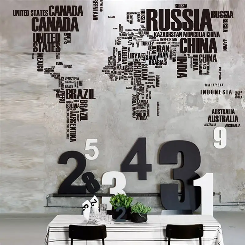 

Practial Design Home Living Room PVC Wall Sticker Removable World Map Letter Printed Bedroom Art DIY Wall Decorative Stickers