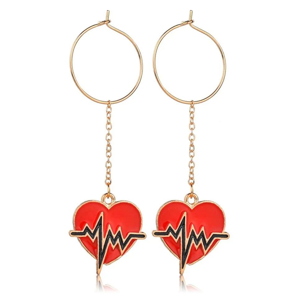 

Elegant Trendy Lucky Red Heart Heat Waves Women Drop Earrings For Women Girls Excellent Engagement Earrings Jewelry
