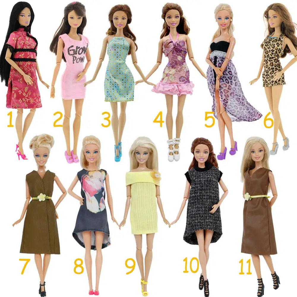 

Fashion Doll Dress with Shoes Evening Party Skirt Dollhouse Accessories Outfit Daily Casual Clothes for Barbie for Blythe Dolls
