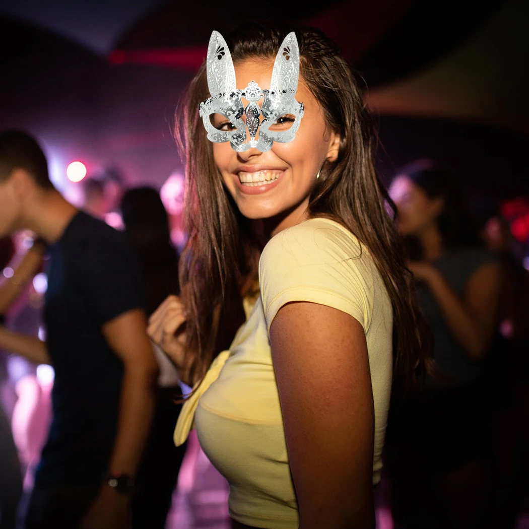 Уход за кожей лица вечерние граненые Стразы металлическая маска лицевая маска в виде кошки мода Венецианский маскарад жакет с длинными ушками железные маски для вечерние