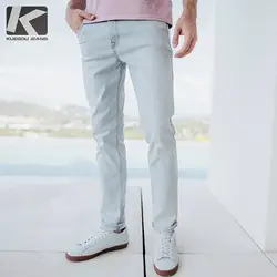 Весна мужские джинсы хлопок серый цвет с карманами новый для человека Slim Fit джинсовые штаны мужская одежда модный бренд длинные мотобрюки