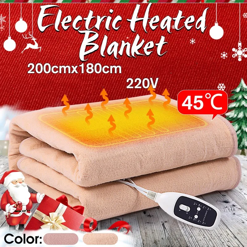 

200*180cm Electric Heated Blanket Body Warmer Heat Blanket Mat Winter Soft Fleece Heating Pad for Men Women Washable Double Size