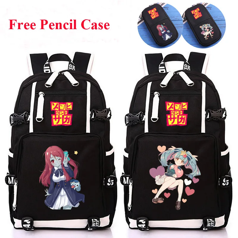 

Zombieland Saga Sakura Minamoto Cosplay Black Bags 15.6 inch Backpack Japanese Anime Shoulders Bag Accessories For Traveler