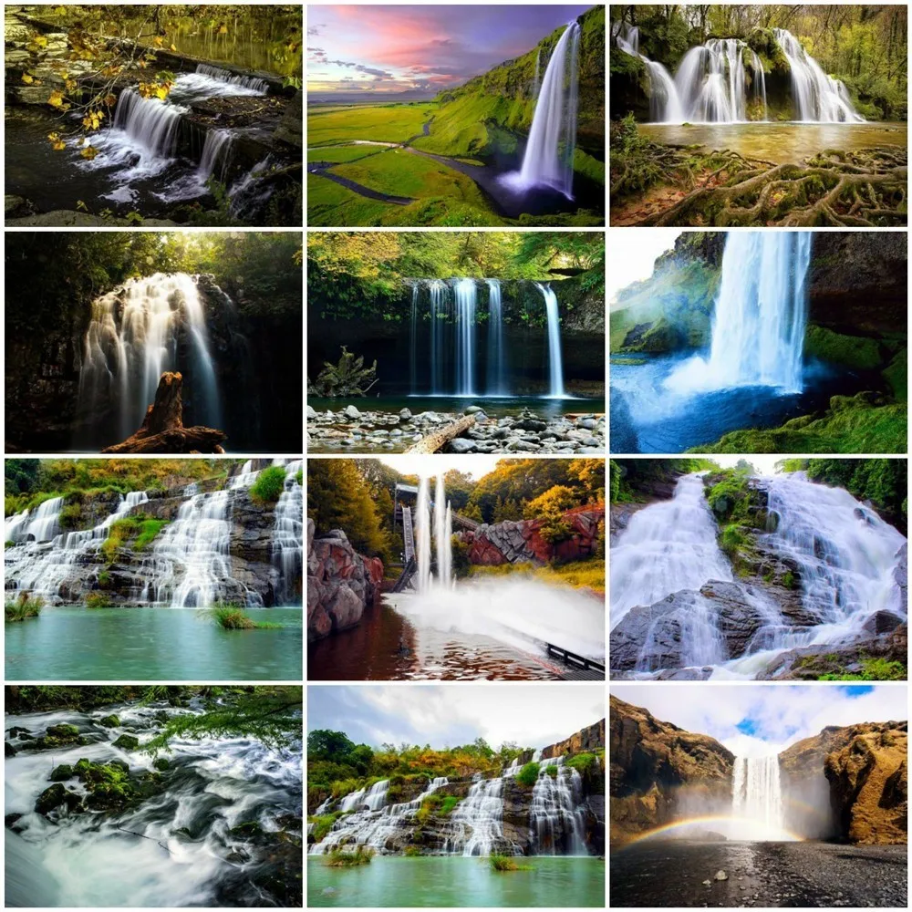 

HUACAN Diamond Embroidery Full Display Waterfall Rhinestones Mosaic Diamond Painting Landscape 5D DIY Full Square Home Decor