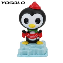 YOSOLO милый пингвин автомобиль орнамент качели мультфильм кукла солнечной энергии танцы игрушка с клейкой лентой приборной панели украшения