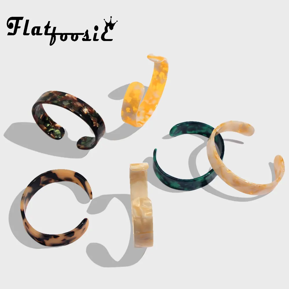 Женские большие круглые браслеты Flatfoosie модные акриловые манжеты с леопардовым