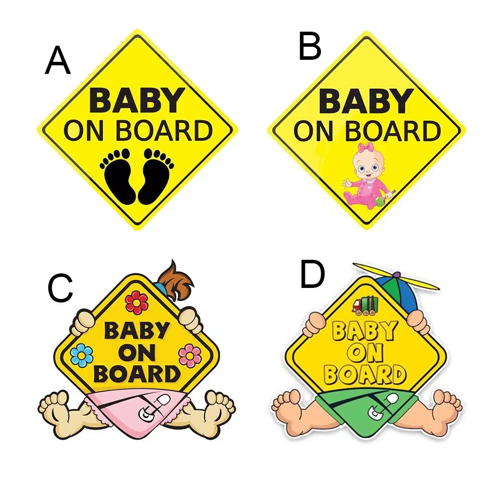 

Lovely Cartoon Car Sticker Pattern Sticker Color Reflective English Warning Sticker Waterproof Sunscreen Graphic Cartoon Sticker