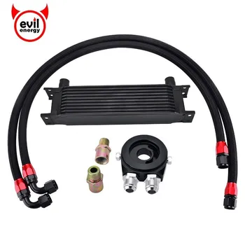 

Evil Energy Universal Engine 10Row Transmission Oil Cooler Adapter Filter Cooler Plate Kit+Stainless Steel Oil Hose Line AN10