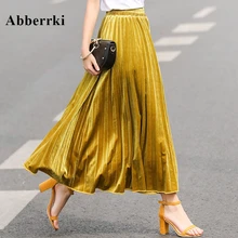 Новая весенне-летняя женская элегантная Длинная пляжная юбка с высокой талией макси юбка Европейская Повседневная клетчатая юбка Jupe Femme эластичная Saia Midi