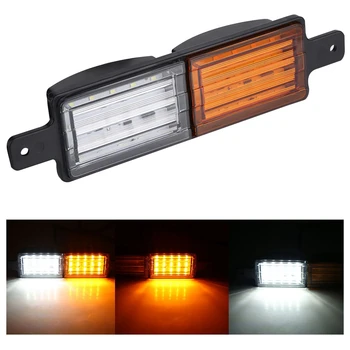 

Overseas 2Pcs Truck Bus Side Light Lamps Indicators with 15pcs Yellow LEDs and 15pcs White LEDs Side Marker LED Light