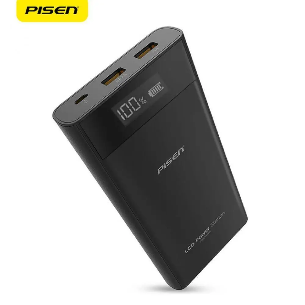 PISEN 20000 мАч Внешний аккумулятор Двойной USB Портативный ЖК дисплей внешний
