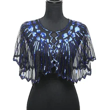 Vintage Women 1920s Sequin Shawl Poncho Elegant Ladies Sheer Mesh Shiny Sequined Beading Scalloped Evening Party Bolero Cape Vintage Women 1920s Sequin Shawl Poncho Elegant Ladies Sheer Mesh Shiny Sequined Beading Scalloped Evening Party Bolero Cape