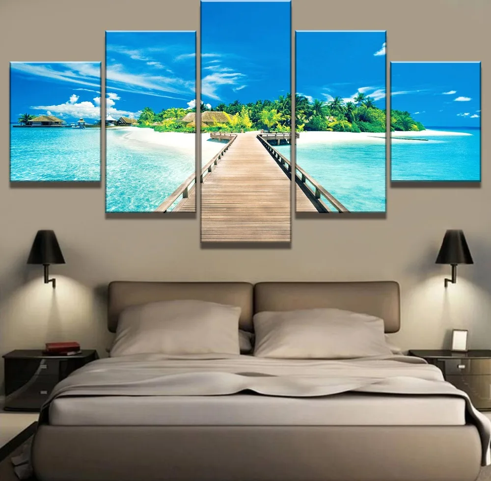 5 Piece HD Print Bridge To Forest Paradise Picture Cuadros Landscape Canvas Wall Art Home Decor For Living Room Painting | Дом и сад