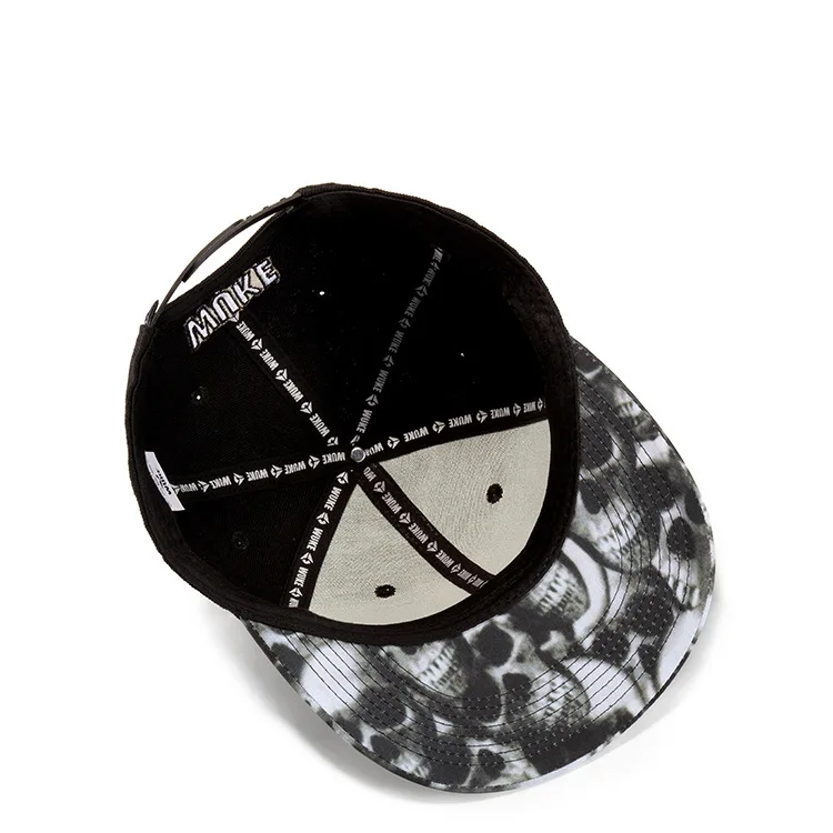 6 панель вышивка череп Кепка с плоским козырьком хип хоп Уличный танец Snapback