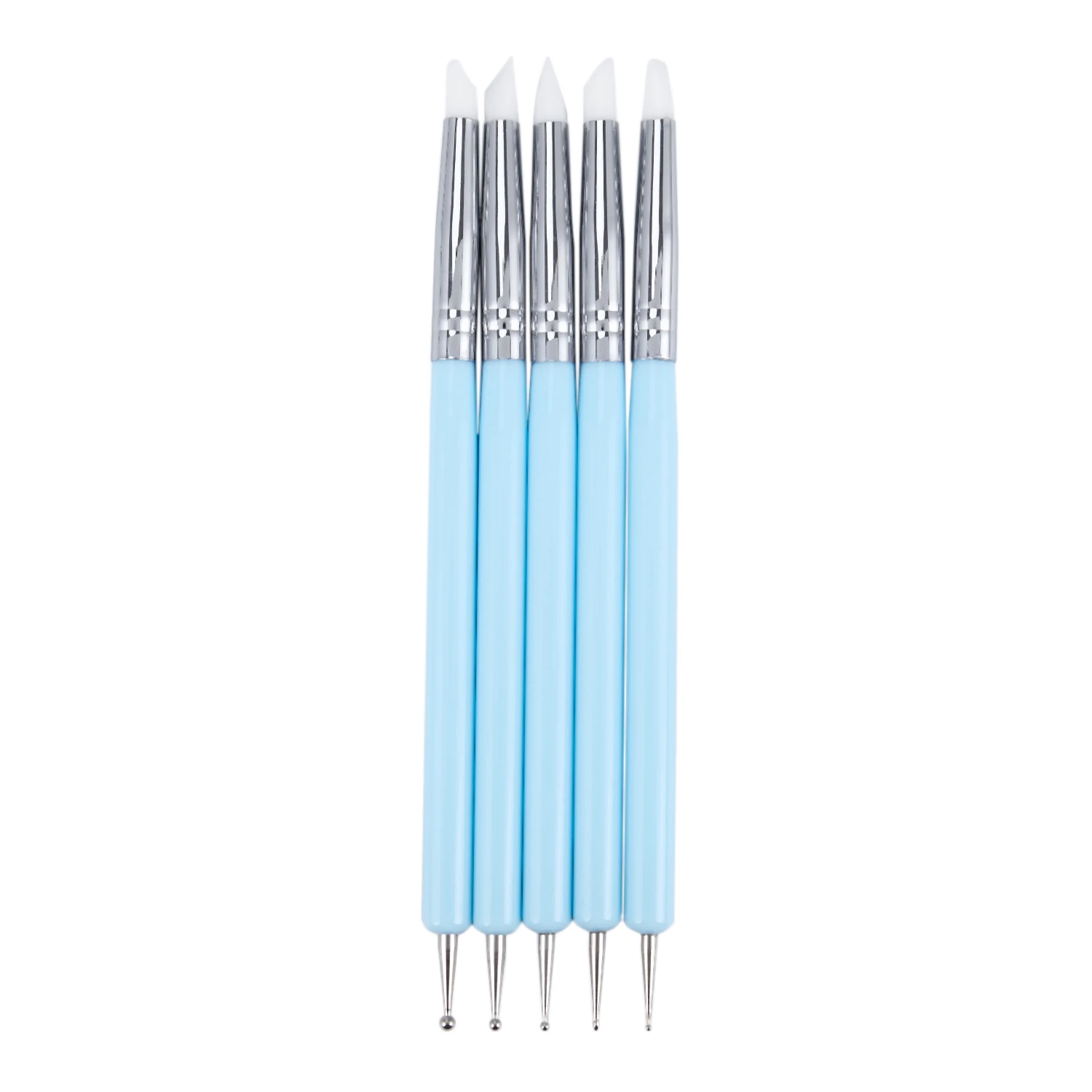 

5 X 2 Way Ball Styluses Dotting Tool Silicone Color Shaper Brushes Pen for Polymer Clay Pottery Modeling Sculpture Nail Art