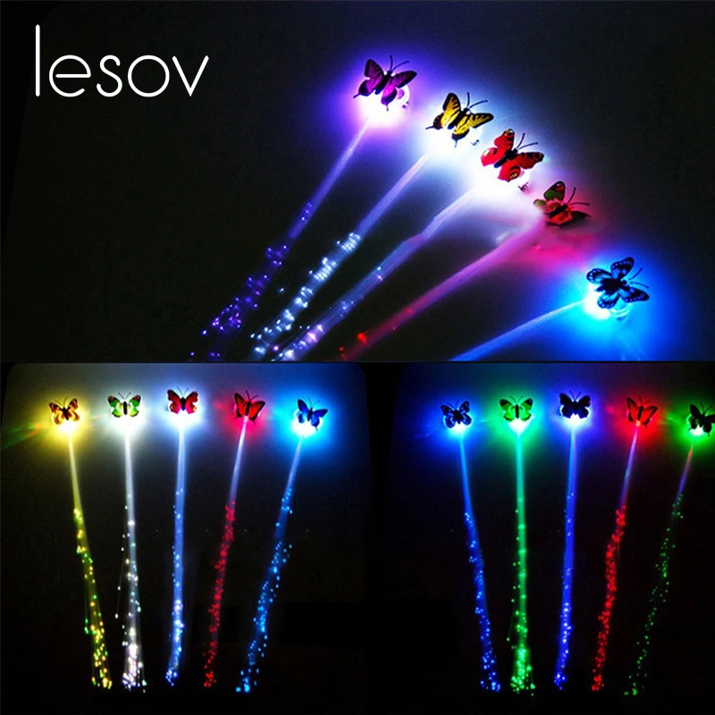 

12 pcs Novelty Butterfly LED Shining Hair Braids Christmas Decorations Headwear Flash Glow Braid Hairpin Clip Lighting Headband
