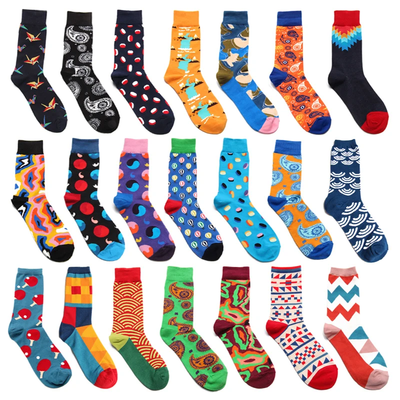 

PEONFLY Men And Women Karpetki Spring Colorful Sea Wave Happy Socks Motion Korea Ins Style Calcetines Mujer