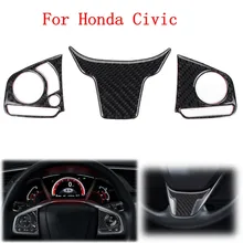 3 шт. Автомобильный интерьер рулевое колесо кнопка переключатель панель Крышка отделка из углеродного волокна для Honda Civic