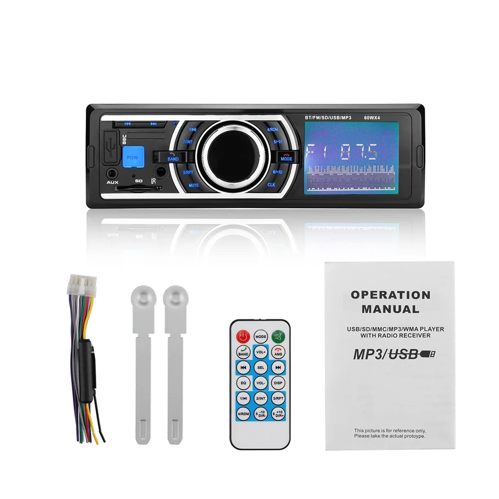 4X60W1 Дин Bluetooth Радио стерео плеер fm радио MP3/USB/SD/MMC с разъемом подачи внешнего