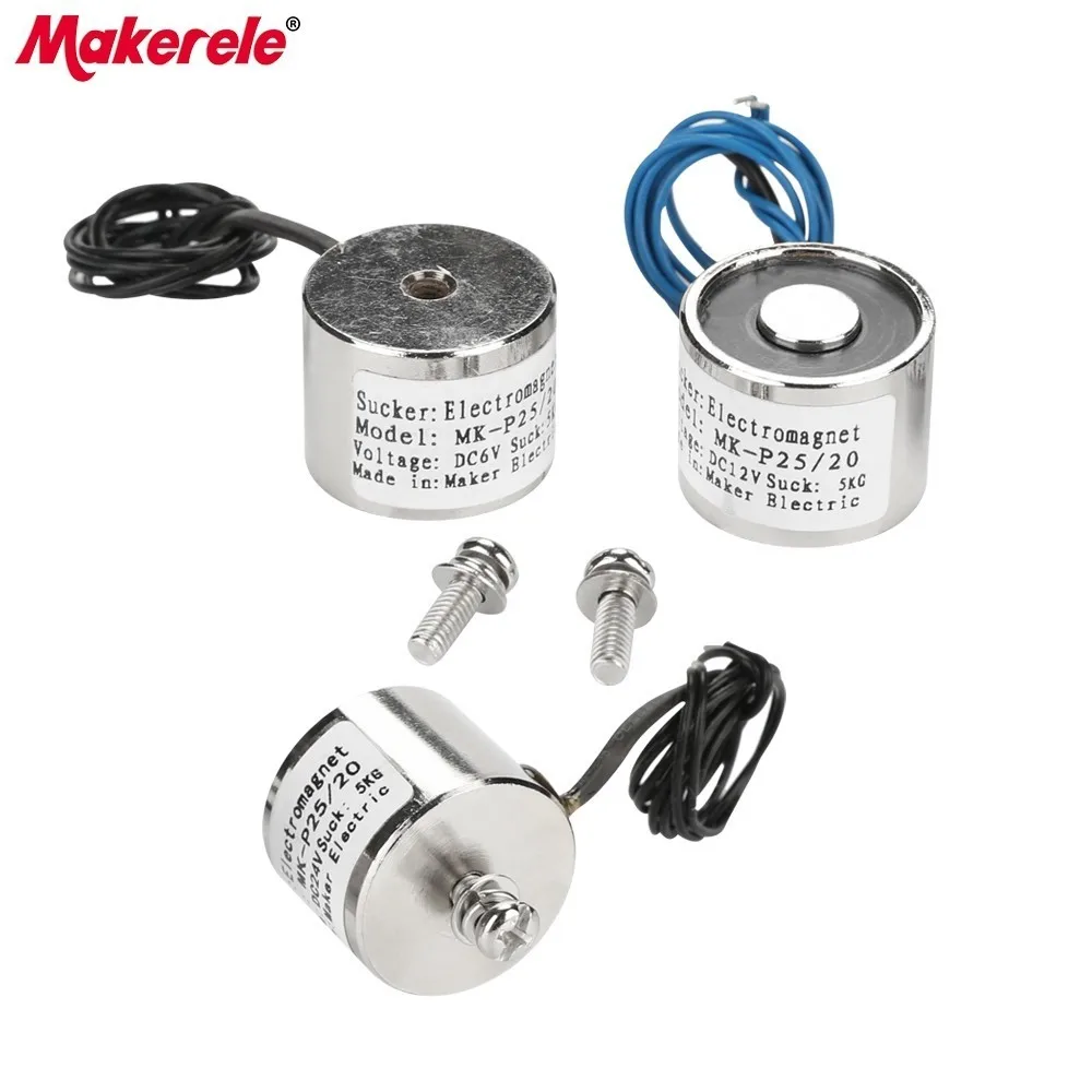 MK25/20 Powerful Electromagnets For Sale Holding Electric Magnet Lifting  5KG/50N Solenoid Sucker Electromagnet DC 6V 12V 24V