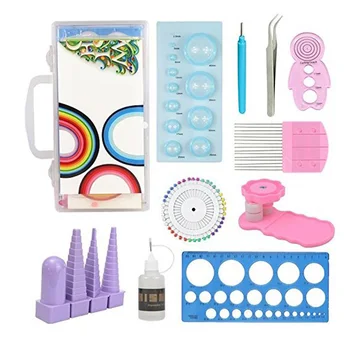 

Children Fun Puzzle Craft Paper DIY Paper Quilling Tools Set Tweezer Pins Slotted Tool Kit Template Mould Board