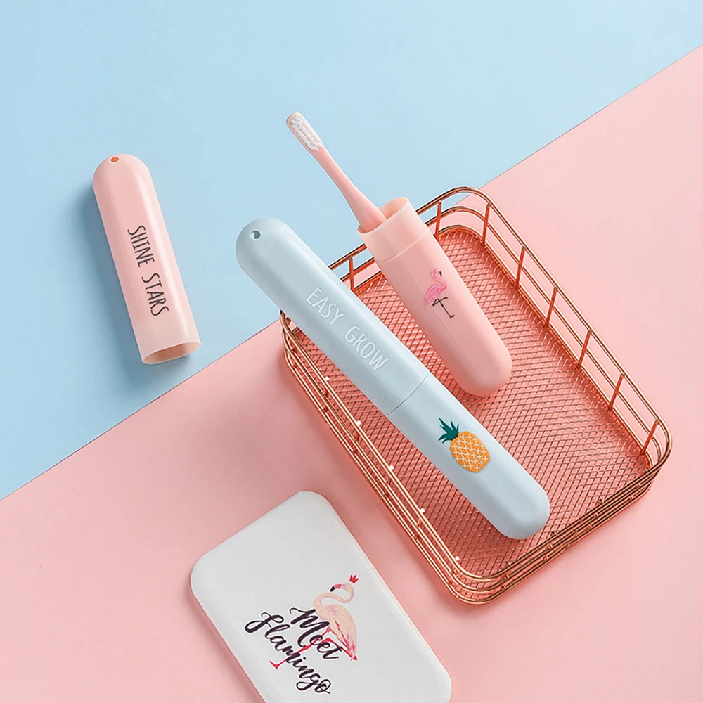 

Kids Portable Toothbrush Storage Box Organizer Outdoor Travel Camping Box for Bathroom Toothbrush Case Flamingo pineapple Style