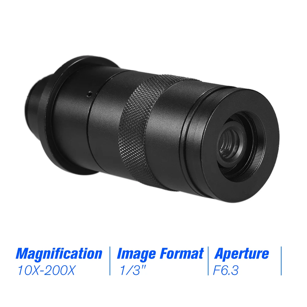 CCD промышленный микроскоп камера C-mount объектив 10X-200X увеличение Регулируемая 25 мм