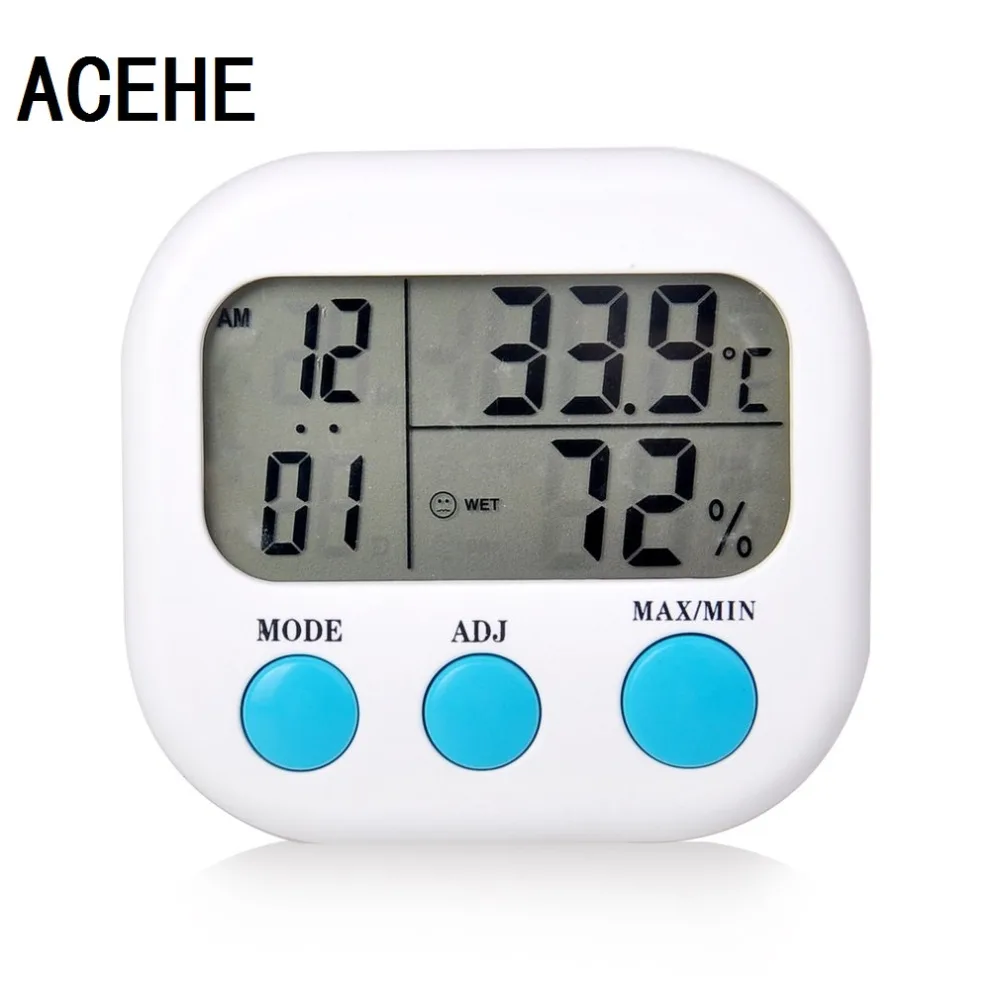 

ACEHE 203 Mini Electronic Thermometer Hygrometer Digital Display Temperature Humidity Monitor Ultra-thin Stand Bracket Home Use