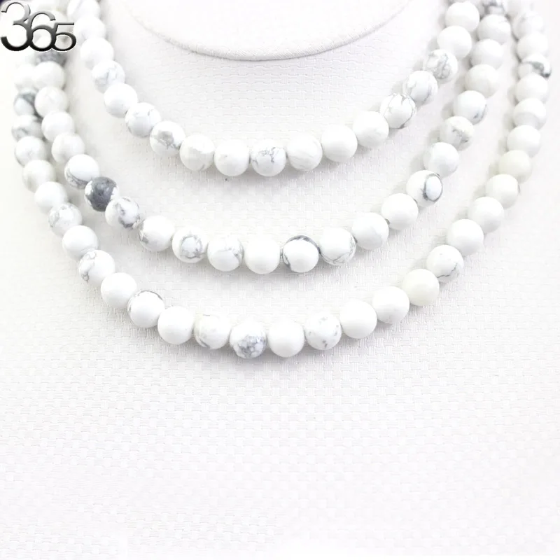 

Free Ship Gift Packed 54inch 8mm White Howlite Beads Long Necklace Exclusive Neon Yoga For Women Bohemian Accessories Necklace