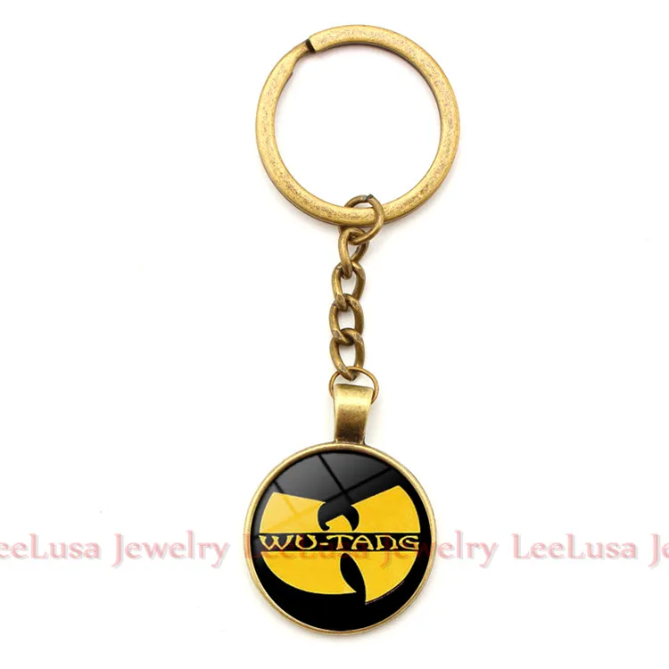 

WU-TANG CLAN Charm Key Chain Hip Hop Music Band Jewelry Alloy Glass Pendant Jewelry Key Ring Fans Love