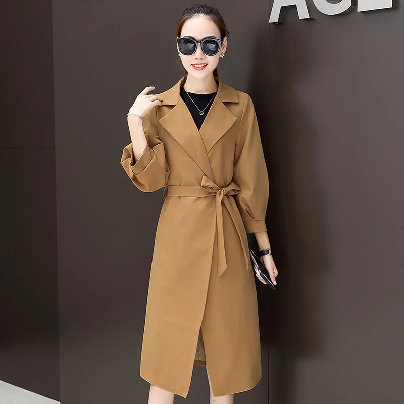 

2019 Hot Sale Real Cotton Worsted Full A-line Casaco Feminino Trench Coat Trench Coat Women's Windbreaker Mid-long Laced