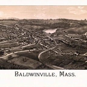 Старая карта Baldwinville Massachusetts 1886 Worcester County постер печать (36x54)| |