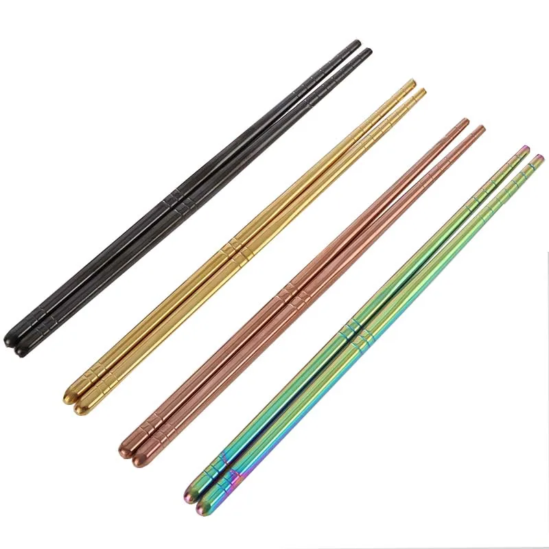 Round Stainless Steel Alloy Chopsticks Food sticks Chop Sticks Cutlery Household Kit Tableware