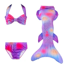 Купальник для девочек из 3 предметов, костюм с хвостом русалки, детский купальный костюм танкни для девочек, комплект бикини, купальный костюм, водные виды спорта