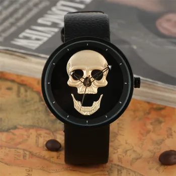 

Steampunk Gold Skull Head Mens Wristwatch Quartz Leather Man Clock Minimalist Fashion Watch Men Reloj para hombre Dropshipping